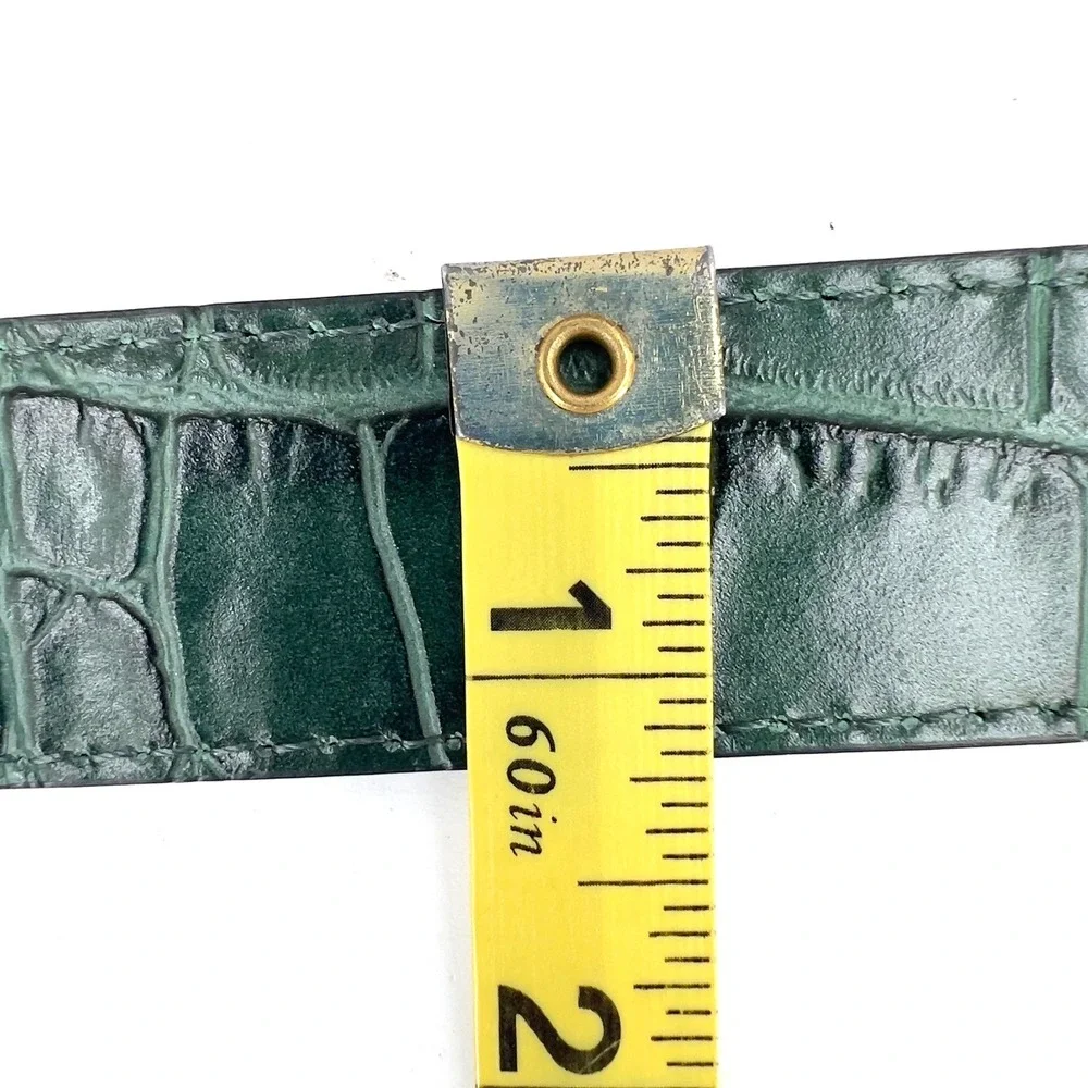 & Other Stories Womens M Belt Forest Green Croc Embossed Leather Italy Old Money
